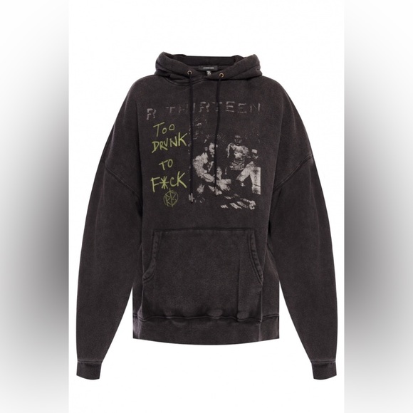 R13 Oversized too drunk Hoodie – Acid Black. Size medium - Picture 14 of 15